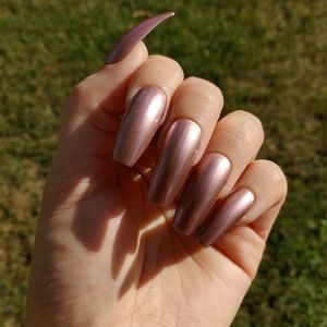 Rose Gold Press On Nails - New Hand Painted